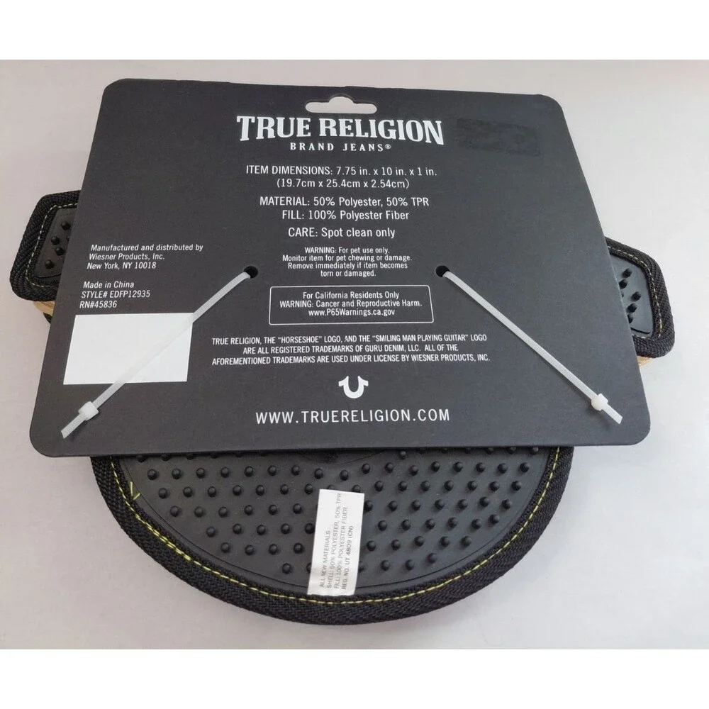 True Religion Horseshoe Logo Large Dog Toy New With Tags Gold Black